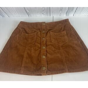 Kendall And Kylie Corduroy Button Front Mini Skirt Size 28 Brown